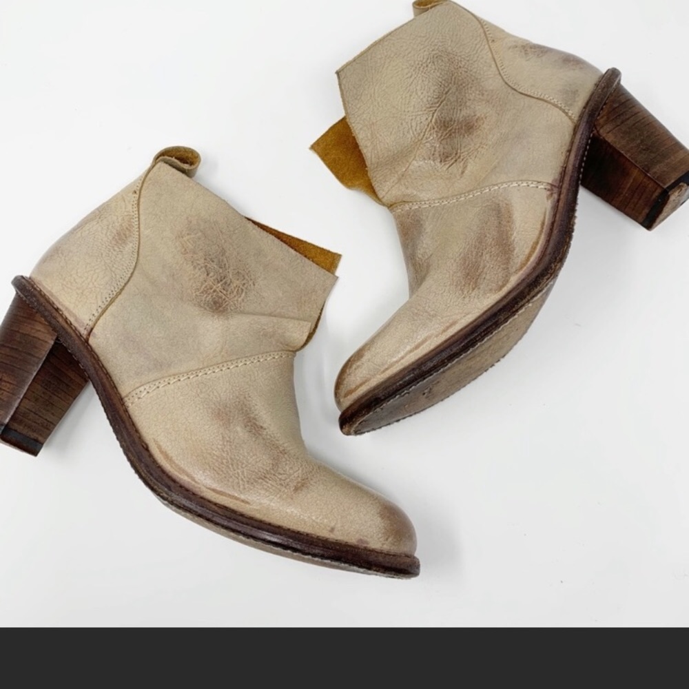 Anthropologie | Luminous Sliced Booties Leather 10